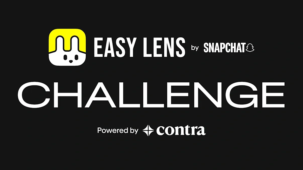 The Easy Lens by Snapchat Challenge title card, powered by Contra